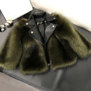 Army green fur coat